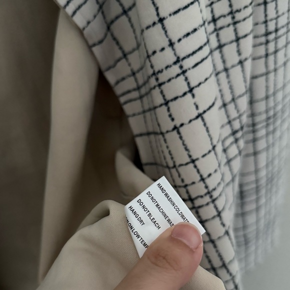 Anthropologie Solitaire Faux Suede Beige Plaid Belted Trench Coat - Picture 8 of 11